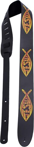 Perri's Leathers Ltd. - Guitar Strap - Direct To Leather - Jesus Fish- Adjustable - For Acoustic/Bass/Electric Guitars - Made in Canada (P25DTL-11046) in Saudi Arabia