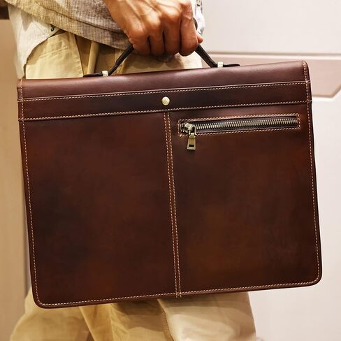 Leather Portfolio Organizer, Leather Padfolio for Men & Women with Zipper, Vintage Crazy Horse Leather Portfolio Binder Business/Resume Portfolio Folder with Writing Pad, Coffee in Saudi Arabia