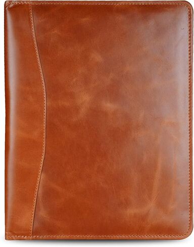 CestAntiQ، حافظة جلدية مقاس A4، حافظة مستندات قانونية، منظم أكمام حافظة للكتابة الاحترافية، حافظة فوليو للرجال والنساء باللون البني الكونياك in Kuwait