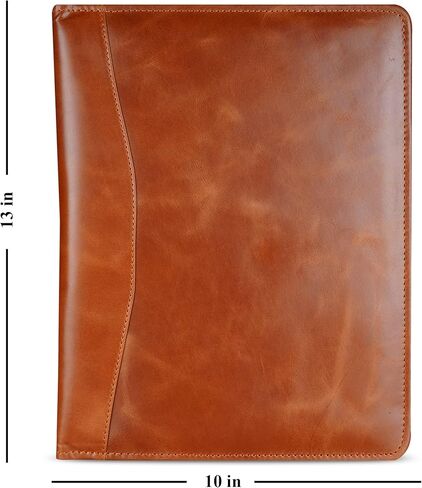 CestAntiQ، حافظة جلدية مقاس A4، حافظة مستندات قانونية، منظم أكمام حافظة للكتابة الاحترافية، حافظة فوليو للرجال والنساء باللون البني الكونياك in Kuwait