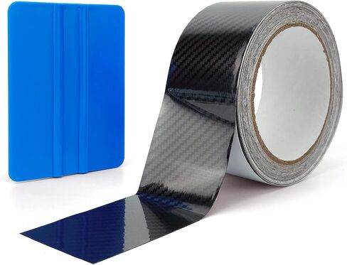 High Gloss Vinyl Wrap for Car, Black Carbon Fiber Vinyl Tape Auto Wrapping Film, Air Bubble Free & Plastic Squeegee for Automotive Interior/Exterior Details Wrapping(1.2in x 32ft) in Saudi Arabia
