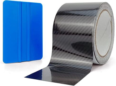 High Gloss Vinyl Wrap for Car, Black Carbon Fiber Vinyl Tape Auto Wrapping Film, Air Bubble Free & Plastic Squeegee for Automotive Interior/Exterior Details Wrapping(1.2in x 32ft) in Saudi Arabia