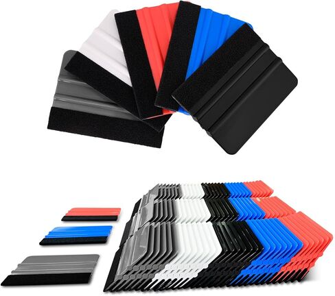 NEWISHTOOL 100 PCS Vinyl Squeegee Tool Felt Squeegee for Vinyl, Flexible Plastic Squeegee with Fabric Felt for Vinyl Wrap Application & Bubble Removal, Graphic Decals Scraper Classic Vinyl Wrap Tools in Kuwait