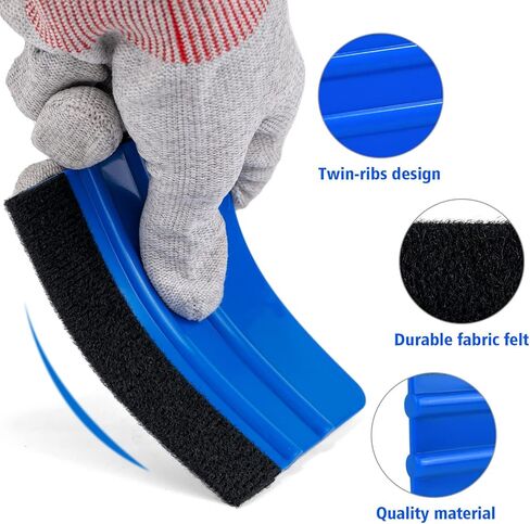 NEWISHTOOL 100 PCS Vinyl Squeegee Tool Felt Squeegee for Vinyl, Flexible Plastic Squeegee with Fabric Felt for Vinyl Wrap Application & Bubble Removal, Graphic Decals Scraper Classic Vinyl Wrap Tools in Kuwait