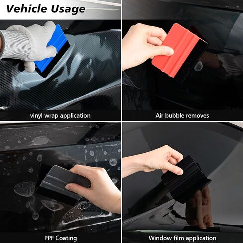 NEWISHTOOL 100 PCS Vinyl Squeegee Tool Felt Squeegee for Vinyl, Flexible Plastic Squeegee with Fabric Felt for Vinyl Wrap Application & Bubble Removal, Graphic Decals Scraper Classic Vinyl Wrap Tools in Kuwait