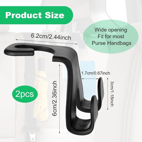 2 Pcs Car Hooks for Headrest,Car Bag Hooks,Bearing 44LBS,Install in One Second,Mobile Phone Holder,Purse Hook for Car,Hooks for Car Seat Headrest,Car Purse Hooks in Saudi Arabia