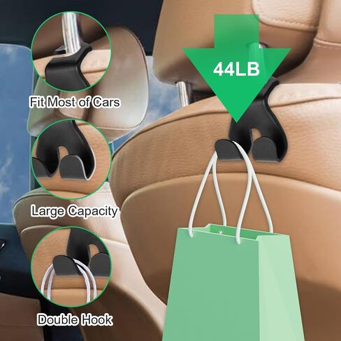 2 Pcs Car Hooks for Headrest,Car Bag Hooks,Bearing 44LBS,Install in One Second,Mobile Phone Holder,Purse Hook for Car,Hooks for Car Seat Headrest,Car Purse Hooks in Saudi Arabia