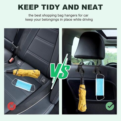 2 Pcs Car Hooks for Headrest,Car Bag Hooks,Bearing 44LBS,Install in One Second,Mobile Phone Holder,Purse Hook for Car,Hooks for Car Seat Headrest,Car Purse Hooks in Saudi Arabia