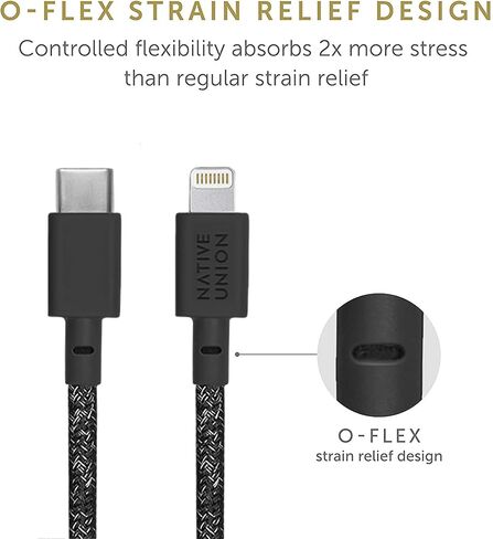 Native Union Belt Cable USB-C to Lightning - 10ft Ultra-Strong Reinforced Cable [MFi Certified] for iPhone 14, Phone 14 Plus, iPhone 14 Pro, iPhone 14 Pro Max, iPhone 13 and Earlier (Cosmos) in Saudi Arabia