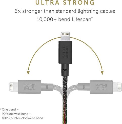 Native Union Belt Cable USB-C to Lightning - 10ft Ultra-Strong Reinforced Cable [MFi Certified] for iPhone 14, Phone 14 Plus, iPhone 14 Pro, iPhone 14 Pro Max, iPhone 13 and Earlier (Cosmos) in Saudi Arabia