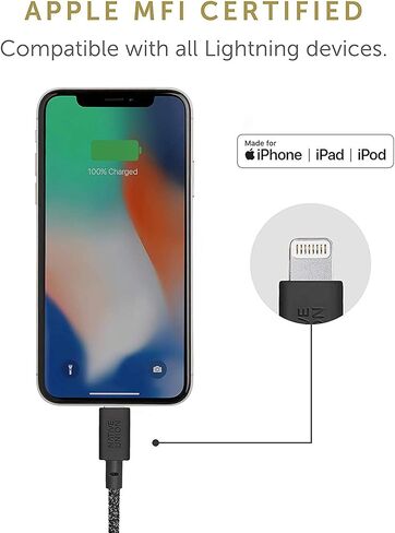 Native Union Belt Cable USB-C to Lightning - 10ft Ultra-Strong Reinforced Cable [MFi Certified] for iPhone 14, Phone 14 Plus, iPhone 14 Pro, iPhone 14 Pro Max, iPhone 13 and Earlier (Cosmos) in Saudi Arabia