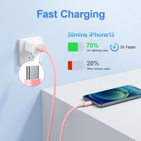 USB C to Lightning Cable 2Pack 6FT for iPhone Fast Charger Cable【MFi Certified】 Type C to Lightning Charging Cord Compatible with iPhone 14 13 13 Pro Max 12 12 Pro Max 11 XS XR X 8 iPad, Pink in Saudi Arabia