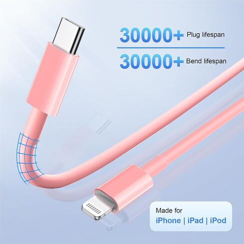 USB C to Lightning Cable 2Pack 6FT for iPhone Fast Charger Cable【MFi Certified】 Type C to Lightning Charging Cord Compatible with iPhone 14 13 13 Pro Max 12 12 Pro Max 11 XS XR X 8 iPad, Pink in Saudi Arabia