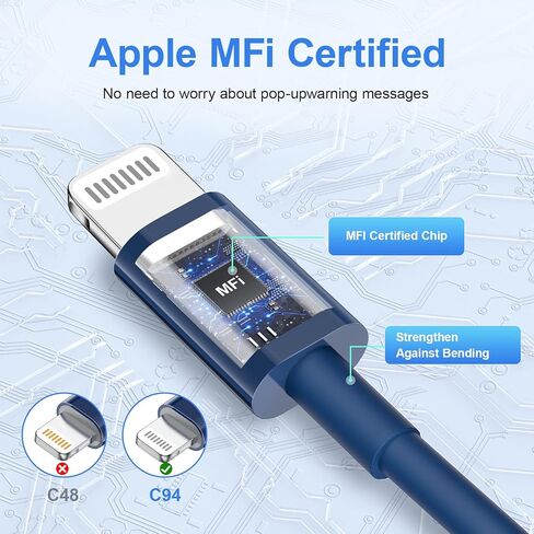 كابل USB C إلى Lightning 2 حزمة بطول 6 أقدام لكابل شاحن سريع iPhone 【معتمد من MFi 】 سلك شحن من النوع C إلى Lightning متوافق مع iPhone 14 13 13 Pro Max 12 12 Pro Max 11 XS XR X 8 iPad، وردي in Kuwait