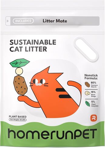 HomeRunPet All Natural Cassava Cat Litter, 10 lbs - Sustainably Powered Odor Control, 99.9% Dust Free Litter, Instant Clumping, Low Tracking for Cleaner Litter Box and Better Cat Health in Kuwait