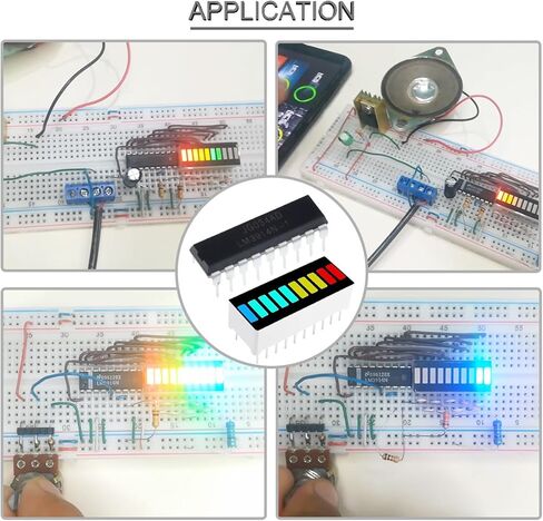 8 pcs 10 Segment LED Bar Graph Display red Yellow Blue Green + LM3914N-1 Dot/Bar Display Driver LED Display Driver Combo Kit with DIP-20 DIP-18 IC Socket for DIY in Saudi Arabia