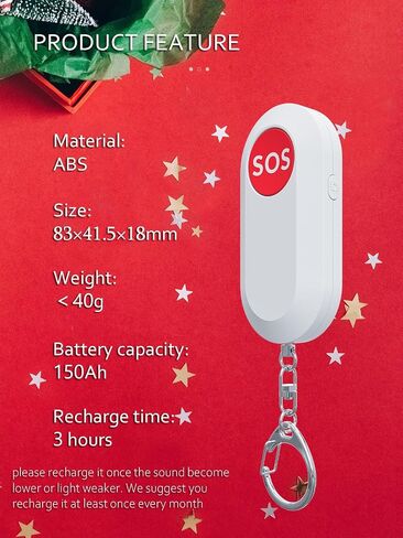 Personal Safety Alarm for Women Safesound Attack Panic Emergency Alarm for Ladies Runner Jogger Traveler Night Walker Elderly Kids with Strobe LED Light Rechargeable Cable Two Ways to Active White in Saudi Arabia