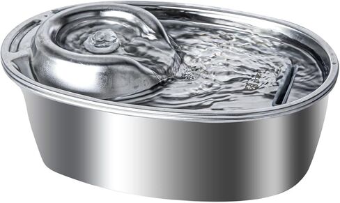WOPET Cat Water Fountain Stainless Steel, 2.1L Cat Fountain for Drinking, F10 Pet Water Fountain for Cats Inside, Automatic Cat Water Dispenser Bowl (𝟮𝟬𝟮𝟰 𝗨𝗽𝗴𝗿𝗮𝗱𝗲) in Kuwait