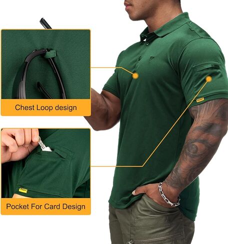 IDOGEAR Tactical Polo Shirt Short Sleeve Quick Dry Golf Shirts Regular Fit T-Shirt with Moisture-Wicking in Saudi Arabia