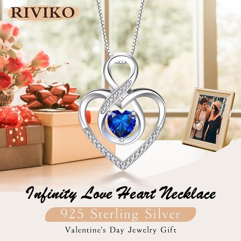 RIVIKO إنفينيتي القلب رمز قلادة سوار حلقة مجموعة للنساء 925 الفضة الاسترليني الحب القلب قلادة عيد الحب عيد الأم الذكرى السنوية عيد الميلاد مجوهرات هدايا للنساء أمي زوجة in Kuwait