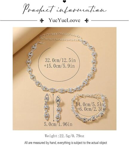 Prom Jewelry Sets Silver Bride Jewelry Set for Wedding Bridesmaid Accessories Necklace Earrings Bracelet Set Elegant Crystal Wedding Prom Jewelry for Women Girls in Saudi Arabia