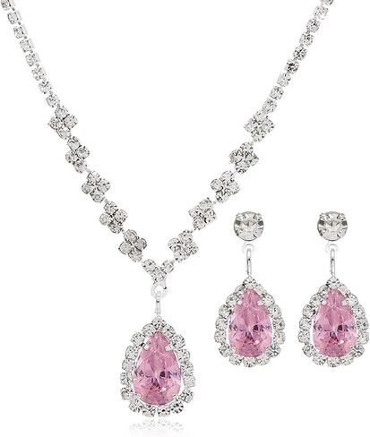 Prom Jewelry Sets Silver Bride Jewelry Set for Wedding Bridesmaid Accessories Necklace Earrings Bracelet Set Elegant Crystal Wedding Prom Jewelry for Women Girls in Saudi Arabia