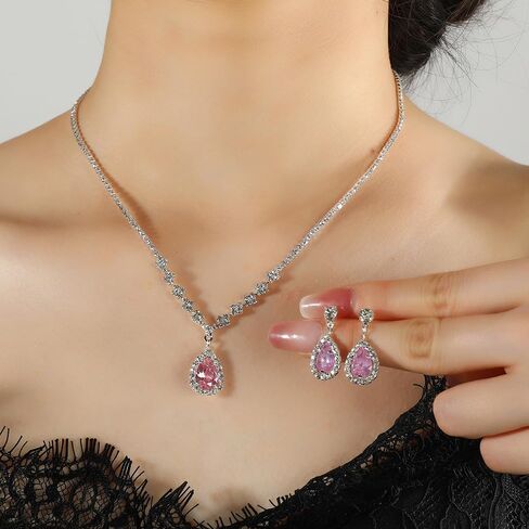 Prom Jewelry Sets Silver Bride Jewelry Set for Wedding Bridesmaid Accessories Necklace Earrings Bracelet Set Elegant Crystal Wedding Prom Jewelry for Women Girls in Saudi Arabia