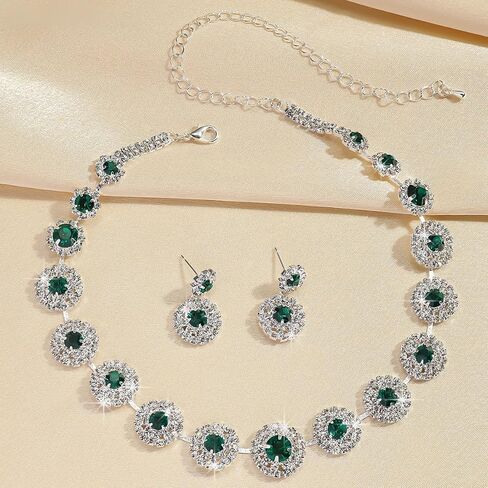 Prom Jewelry Sets Silver Bride Jewelry Set for Wedding Bridesmaid Accessories Necklace Earrings Bracelet Set Elegant Crystal Wedding Prom Jewelry for Women Girls in Saudi Arabia