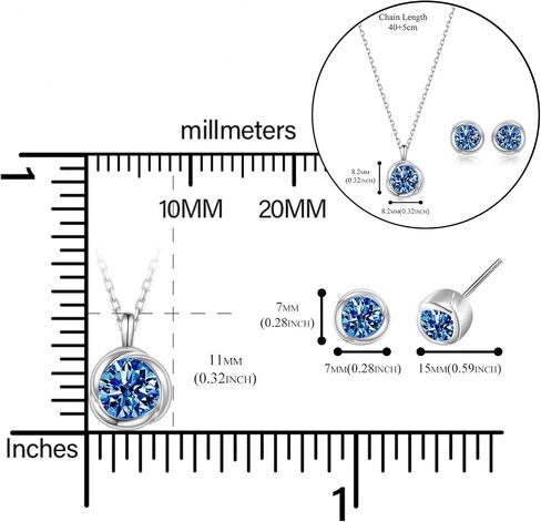 immobird Rose Necklace Jewelry Set in 925 Sterling Silver Birthstone Necklace and Earring Sets for Women Solitaire Necklace with Round Gemstone Gift for Her in Saudi Arabia