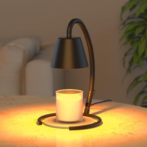 Candle Warmer Lamp with Timer, Dimmable Candle Warmer lamp for Jar Candles, Warmer Light, Top-Down Candle Wax Melts Heater Adjustable, Wired Melting Lamp with Coaster Home Decor Gift (Black) in Saudi Arabia