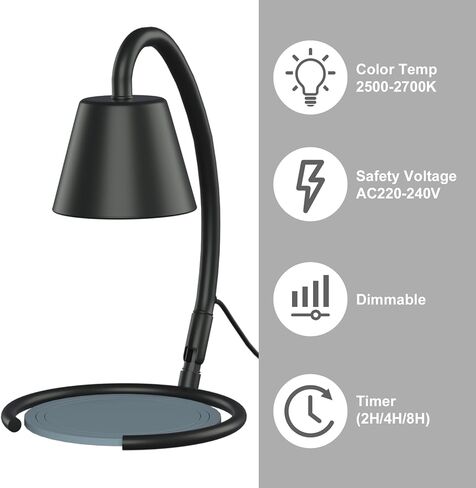 Candle Warmer Lamp with Timer, Dimmable Candle Warmer lamp for Jar Candles, Warmer Light, Top-Down Candle Wax Melts Heater Adjustable, Wired Melting Lamp with Coaster Home Decor Gift (Black) in Saudi Arabia