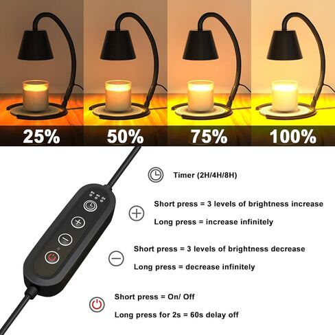 Candle Warmer Lamp with Timer, Dimmable Candle Warmer lamp for Jar Candles, Warmer Light, Top-Down Candle Wax Melts Heater Adjustable, Wired Melting Lamp with Coaster Home Decor Gift (Black) in Saudi Arabia