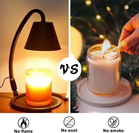 Candle Warmer Lamp with Timer, Dimmable Candle Warmer lamp for Jar Candles, Warmer Light, Top-Down Candle Wax Melts Heater Adjustable, Wired Melting Lamp with Coaster Home Decor Gift (Black) in Saudi Arabia