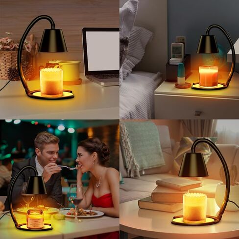 Candle Warmer Lamp with Timer, Dimmable Candle Warmer lamp for Jar Candles, Warmer Light, Top-Down Candle Wax Melts Heater Adjustable, Wired Melting Lamp with Coaster Home Decor Gift (Black) in Saudi Arabia