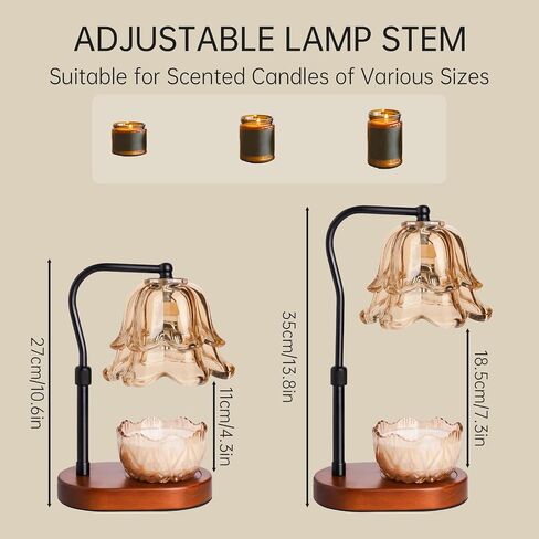 مصباح تدفئة الشموع من NiHome، مصباح عطري أنيق عتيق مع ضوء قابل للتعديل، تصميم آمن خالٍ من اللهب مع خيارات سطوع ومؤقت قابلة للتخصيص، غرض مزدوج كمصباح طاولة، 2 × 50 وات متضمنة in Saudi Arabia
