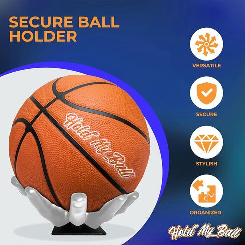 Hold My Ball - حامل كرة كبير وحامل - رف تخزين رياضي متعدد الاستخدامات لكرة السلة وكرة القدم والكرات الطائرة - ديكور ومنظم كهف للرجال - حامل طاولة صغير لمجموعات الرياضات المتعددة in Kuwait
