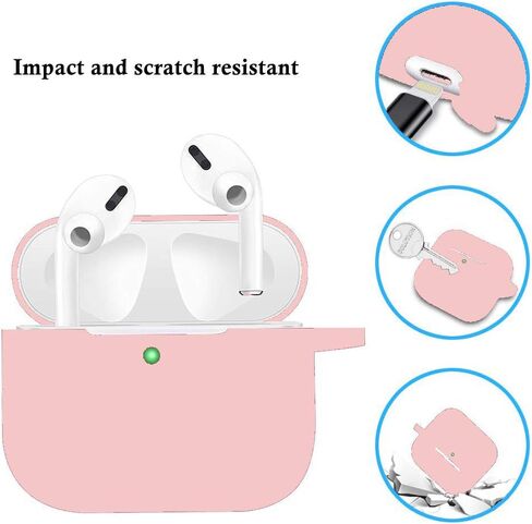 غطاء حماية لحافظة شحن Airpods Pro، حافظة Air Pods من السيليكون الأحدث مع مجموعة سلسلة مفاتيح ناعمة لطيفة على شكل كرة بوم بوم (أ، وردي) in Kuwait