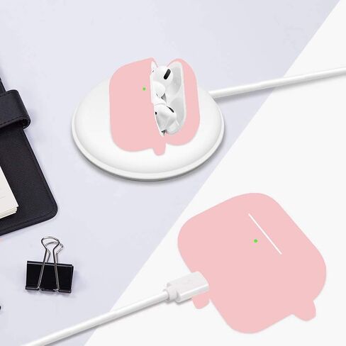 غطاء حماية لحافظة شحن Airpods Pro، حافظة Air Pods من السيليكون الأحدث مع مجموعة سلسلة مفاتيح ناعمة لطيفة على شكل كرة بوم بوم (أ، وردي) in Kuwait