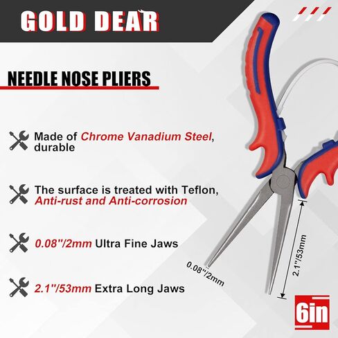 GOLD DEER 5" Mini Bent Nose Pliers for Jewelry Making Bent Needle Nose Plier, CRV Steel Body with Teflon Finish and Professional Handle, Micro Jewelry Making Plier with Curved Jaw for Crafting Repair in Kuwait