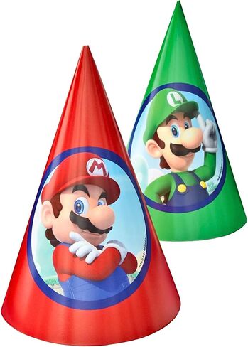 قبعات Amscan Super Mario Brothers™ Luigi الورقية المخروطية، ملحقات الحفلات (عبوة من 8 قطع) in Saudi Arabia