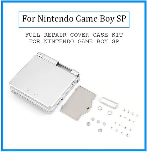 غلاف غلاف بديل لجهاز Gameboy Advance GBA SP، غطاء علبة اللعبة، جزء إصلاح اللعبة باللون الفضي in Saudi Arabia