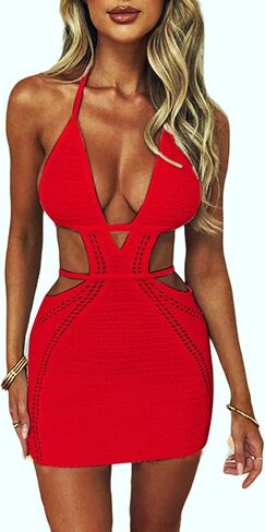 المرأة مثير الرسن الجوف خارج محبوك فستان قصير بلا أكمام عارية الذراعين الدانتيل يصل Bodycon الصيف فستان الشاطئ in Kuwait