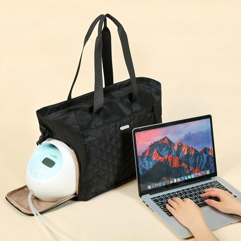 FINDCOZY Breast Pump Bag, Diaper Bag Tote for Working Mom, Compatible with Medela, Spectra S1, S2 Breast Pumps, Black in Saudi Arabia