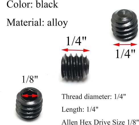 25pcs Internal Hex Allen Head Socket Set Screws 1/4"-20 x 1/4" Black with 1/8" Black Hex Wrench in Saudi Arabia