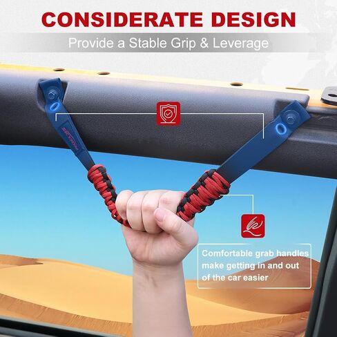 4 Pack Paracord Grab Handles Compatible with 2021-2023 Ford Bronco 2 & 4 Door, Enhance Grip and Style with Roll Bar Grab Handles (Not Compatible with Bronco Sport) in Saudi Arabia