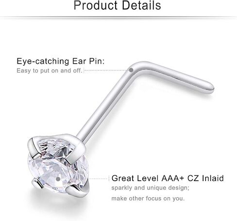 Cisyozi 18G Opal Nose Ring Surgical Steel Nose Studs Screw L-Shaped Nostril Hoops Piercing Jewelry Set for Women Men Girls Nose Rings in Saudi Arabia