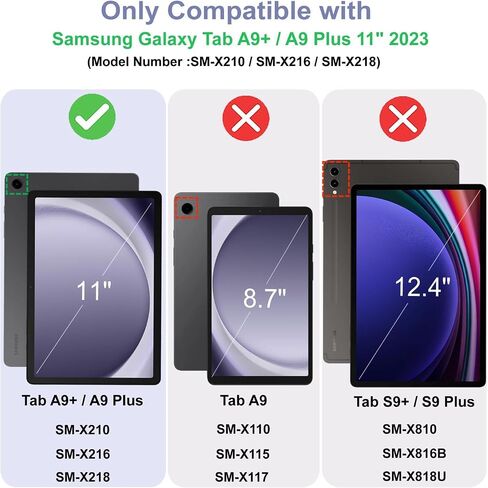 حافظة Zinibri متوافقة مع غطاء الكمبيوتر اللوحي Samsung Galaxy Tab A9+/A9 Plus 5G مقاس 11 بوصة 2023 2024 SM-X210/X216/X218، جلد البولي يوريثان متعدد الزوايا وحامل رفيع ذكي واقٍ للنوم/الاستيقاظ التلقائي، أزرق داكن in Saudi Arabia