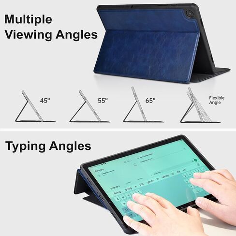 حافظة Zinibri متوافقة مع غطاء الكمبيوتر اللوحي Samsung Galaxy Tab A9+/A9 Plus 5G مقاس 11 بوصة 2023 2024 SM-X210/X216/X218، جلد البولي يوريثان متعدد الزوايا وحامل رفيع ذكي واقٍ للنوم/الاستيقاظ التلقائي، أزرق داكن in Saudi Arabia