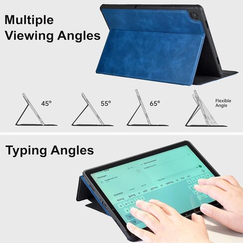 حافظة Zinibri متوافقة مع غطاء الكمبيوتر اللوحي Samsung Galaxy Tab A9+/A9 Plus 5G مقاس 11 بوصة 2023 2024 SM-X210/X216/X218، جلد البولي يوريثان متعدد الزوايا وحامل رفيع ذكي واقٍ للنوم/الاستيقاظ التلقائي، أزرق داكن in Saudi Arabia