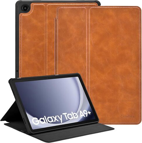 حافظة Zinibri متوافقة مع غطاء الكمبيوتر اللوحي Samsung Galaxy Tab A9+/A9 Plus 5G مقاس 11 بوصة 2023 2024 SM-X210/X216/X218، جلد البولي يوريثان متعدد الزوايا وحامل رفيع ذكي واقٍ للنوم/الاستيقاظ التلقائي، أزرق داكن in Saudi Arabia